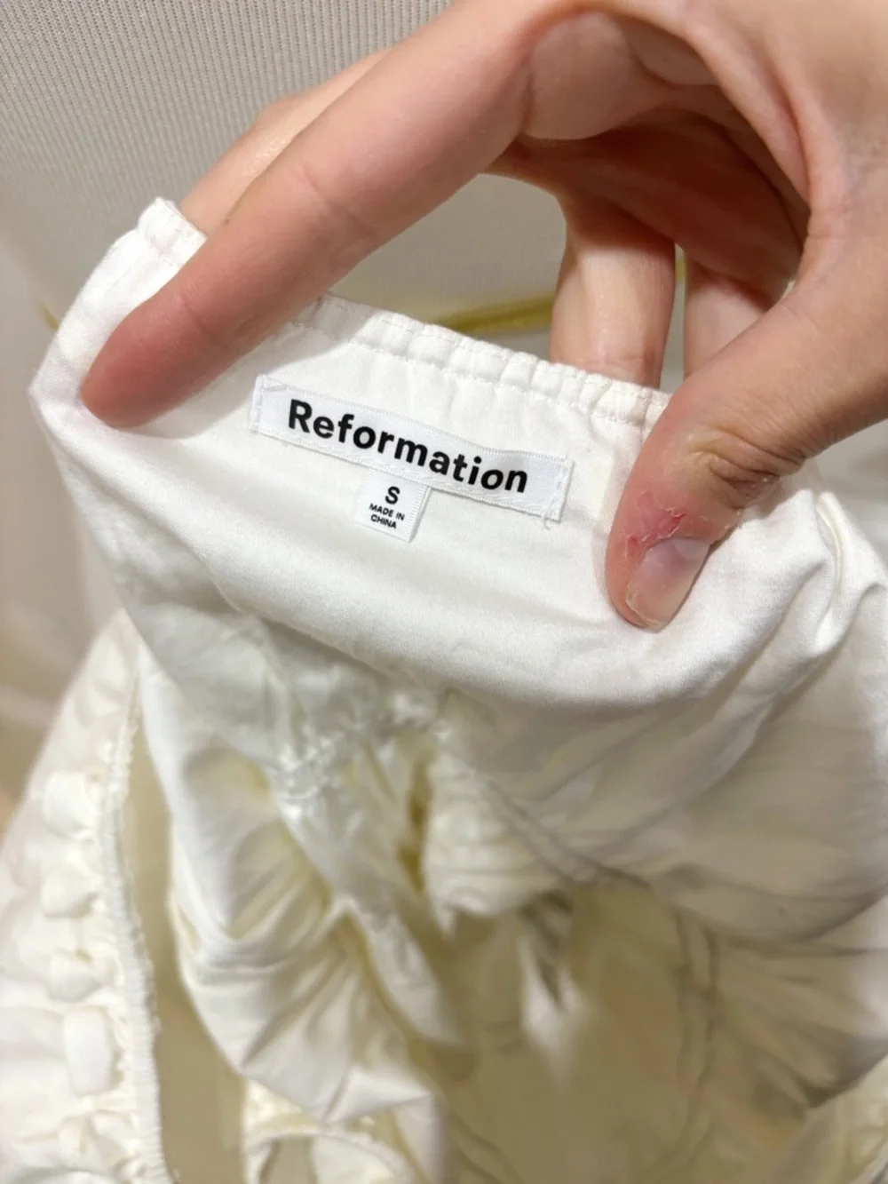 Reformation Fern Top White Puff Peplum Top Small